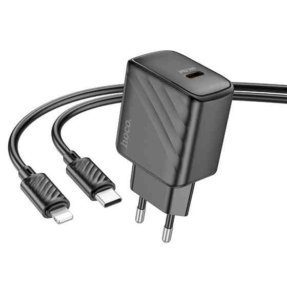 Мережевий зарядний пристрій з кабелем HOCO CS22A Value single port PD30W charger set(C to iP) Black Одеса