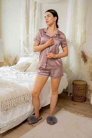 Піжама жіноча з шортами шовкова Мокко ч/к L Харків