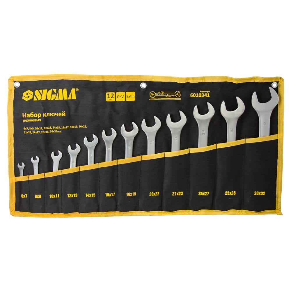 Sigma Ключи рожковые 12шт 6-32мм CrV satine (тк чехол) SIGMA (6010341) Київ - фото 1