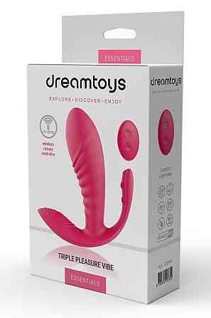 Массажер-вибратор рельефный Dream Toys Essentials с тройной стимуляцией, красный Sex Aura Киев
