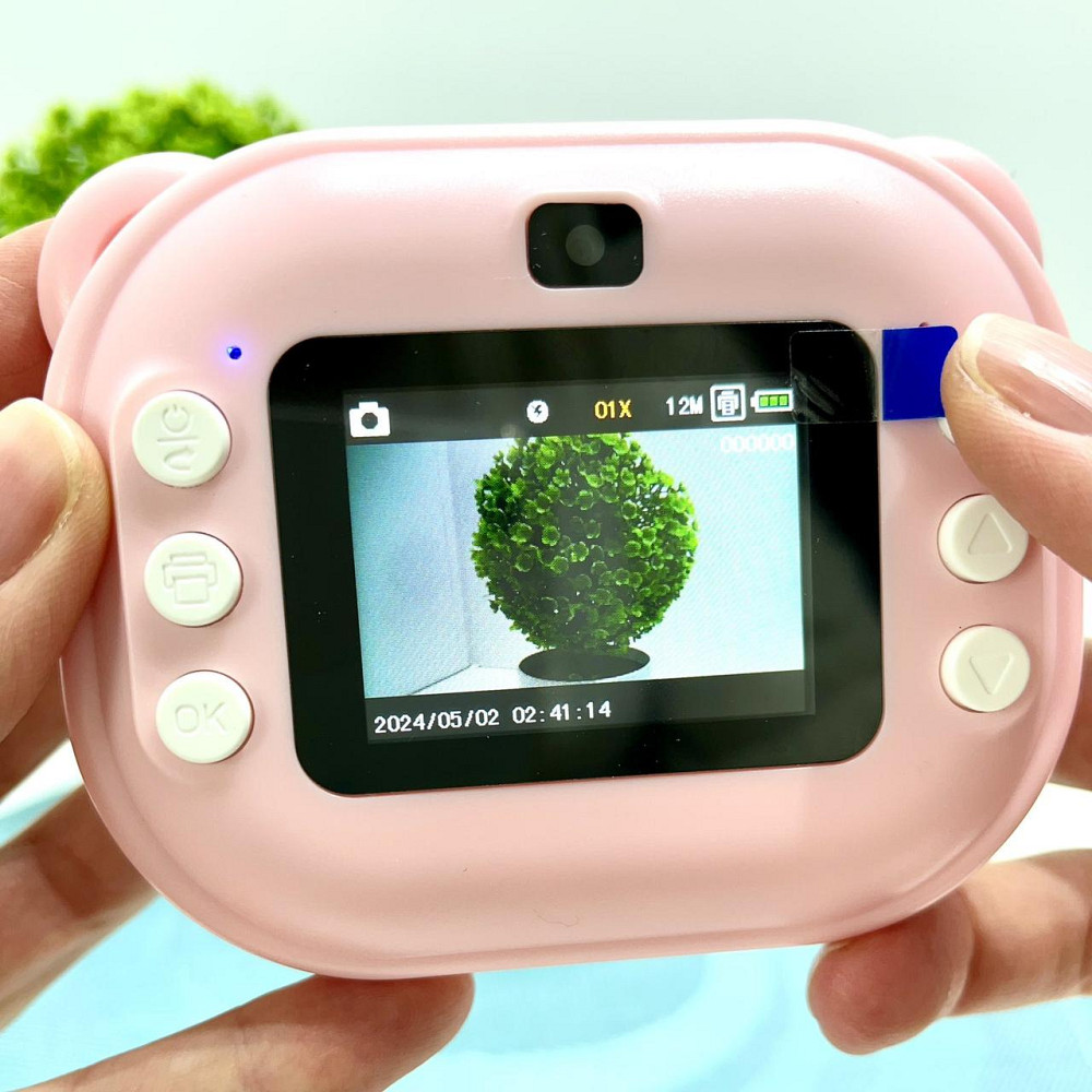 Фотоапарат-принтер фронтальна камера чб друк USB-кабель 2 рулони термопаперу звук фото відео ігри SD роз'єм Рожевий (C 66631) Чернігів - фото 3