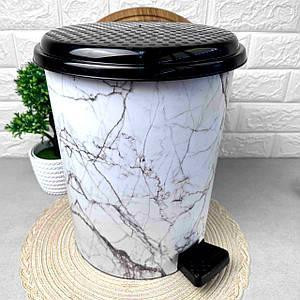 Відро з педаллю 6л Білий мармур "ELIF" Харків - фото 2