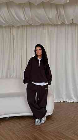 Жіночий стильний повсякденний костюм-двійка, кисна тринитка петля Шоколад, 46/48 Одеса