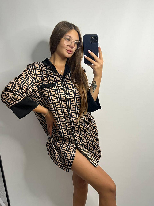 Женская ночная рубашка сатиновая Фенди M Харьков - изображение 1