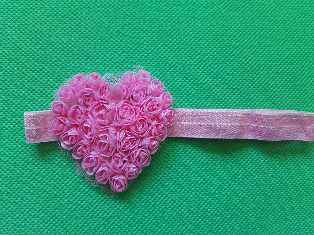 Детская повязка розовая - сердечко 7см, размер универсальный (на резинке) Киев - изображение 2