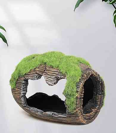 Декор для акваріума "Затонувший бочка з мохом" - розмір 7 на 8 см, смола, акваріумний декор коричневий Київ