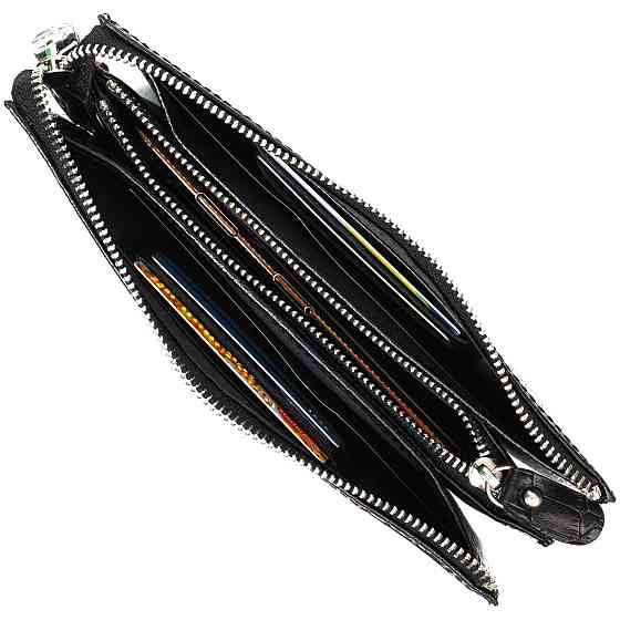 Клатч чоловічий на два відділення з натуральної шкіри з тисненням під крокодила Чорний (BOND) Київ