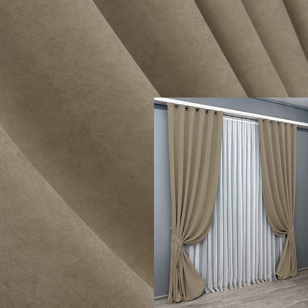 Комплект готовых штор VR-Textil Микровелюр Petek YL № 1804ш Капучино 150х295 см 2 шт (33-0778) Киев - изображение 1