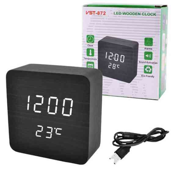 Настільний годинник з LED підсвічуванням VST-872-6, Годинник з дисплеєм температури і вологості повітря NI-87 Одеса