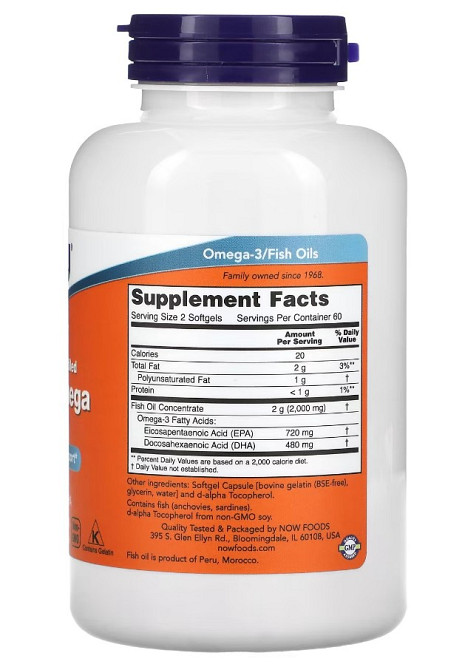 Супер Омега двойная сила (Super Omega EPA), NOW Foods, 360 EPA/240 DHA 120 капсул Киев - изображение 2