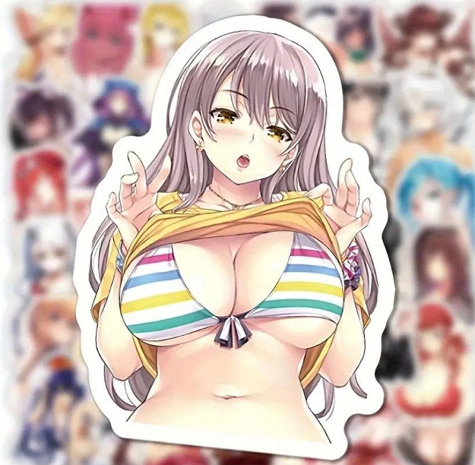 Наклейки Стікери Аніме. Водонепроникні естетичні Аніме наклейки 18+ (Аніме Хентай) Набір 50 штук. Київ - фото 3