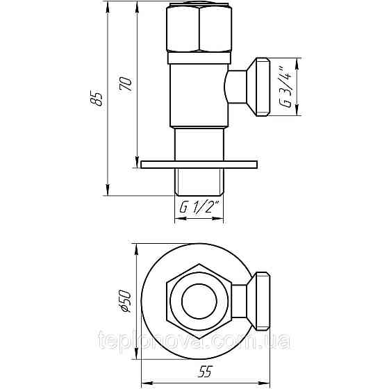 Кран кульовий угловой Professional 1/2″х3/4″ NV-QP888 Чернівці