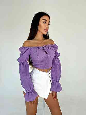 Жіночий літній романтичний топ муслін 100% бавовна Фіолетовий Одеса