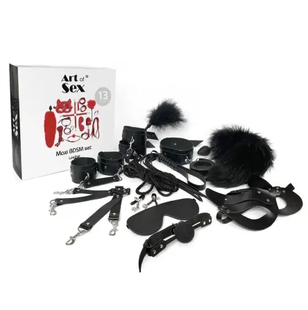 Набір Art of Sex - Maxi BDSM Set Leather, 13 предметів, натуральна шкіра, Чорний Львів