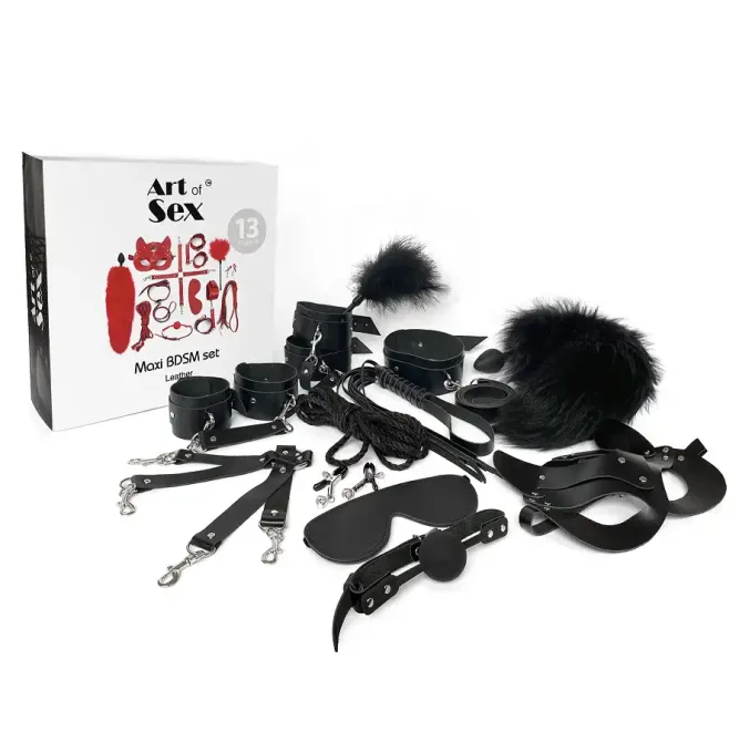 Набір Art of Sex - Maxi BDSM Set Leather, 13 предметів, натуральна шкіра, Чорний Львов - изображение 3