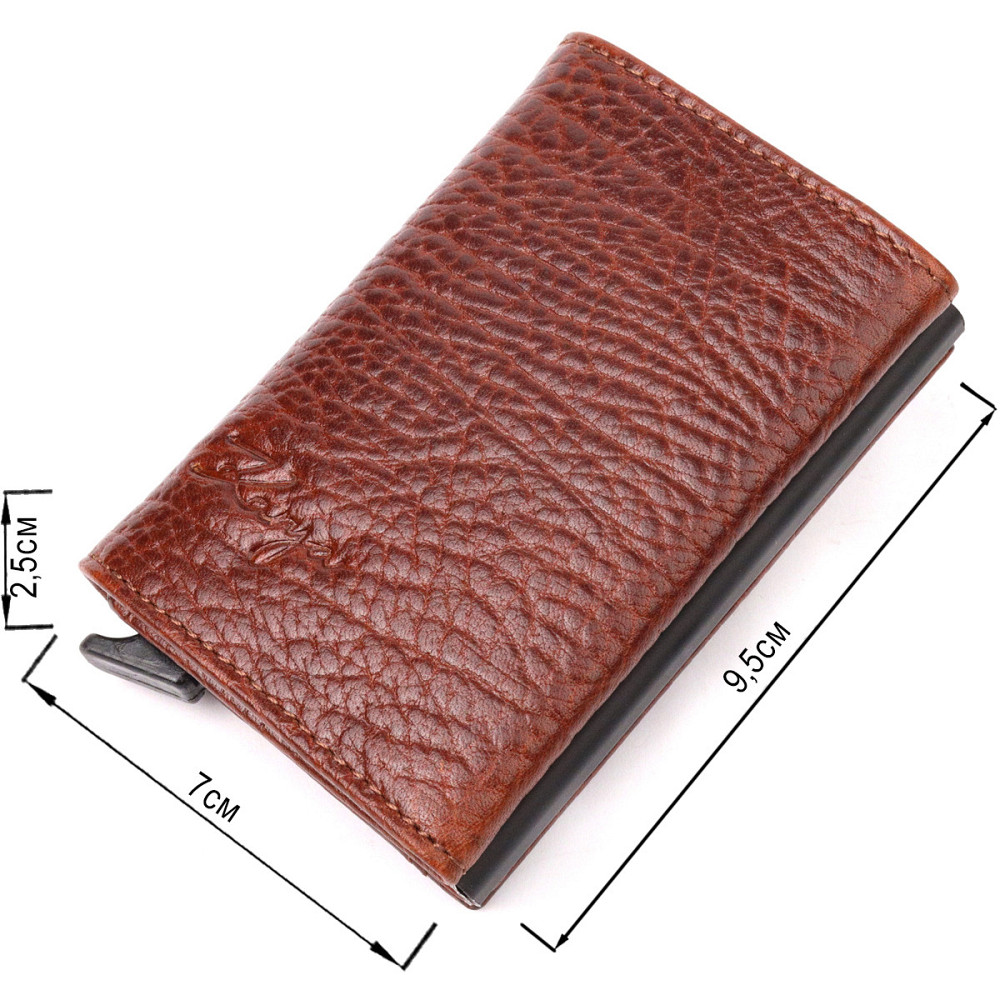 Візитниця з натуральної крупнозернистої шкіри KARYA 20979 Коричневий Київ - фото 9