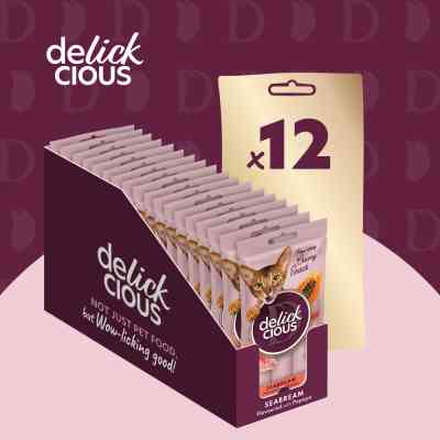 Лакомство для котов Delickcious Дорада с добавлением папаи 4 х 15 г (4820269141612) Винница