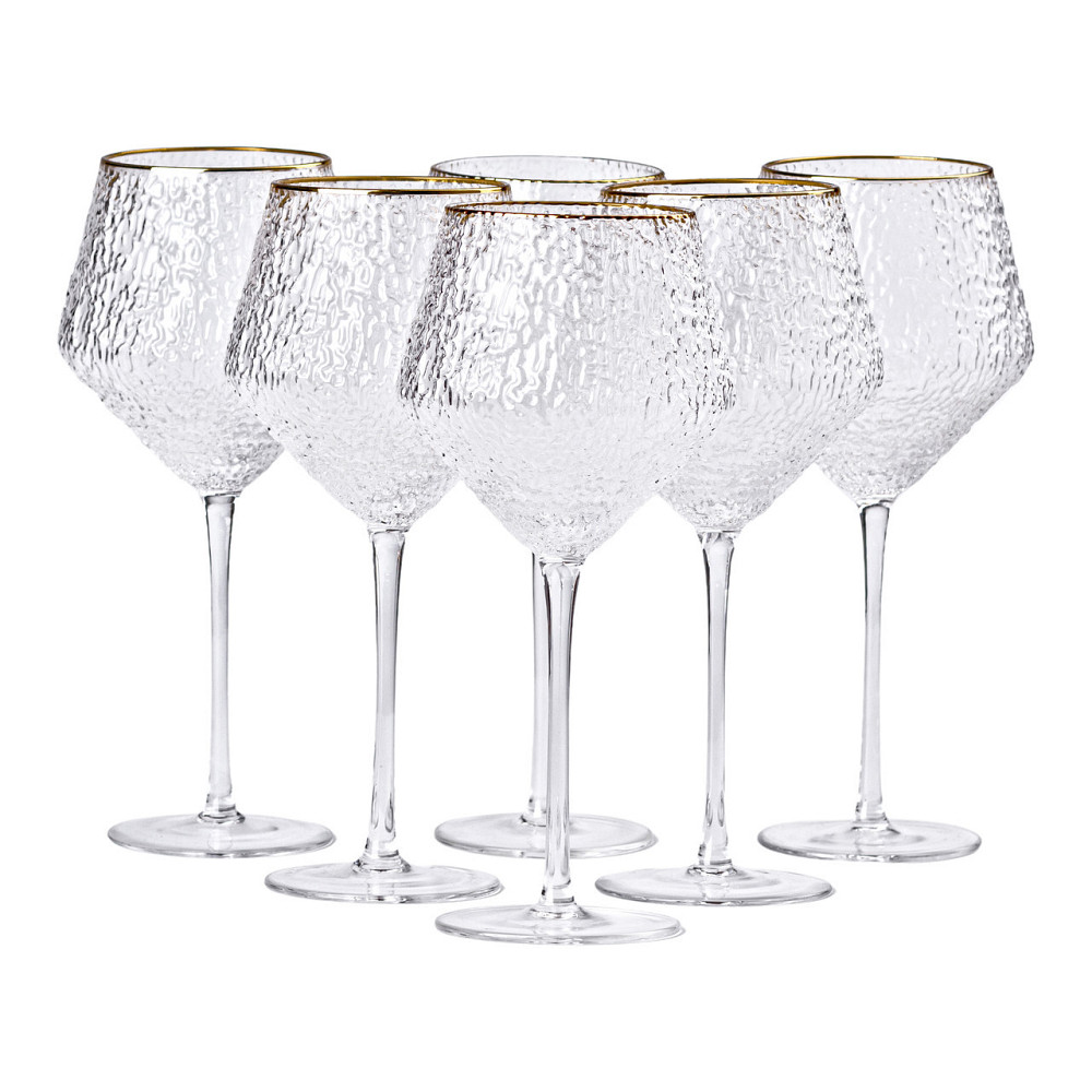 Набір фактурних келихів,600 мл з тонкою ніжкою,комплект з 6,для вина HP-16-3 SBR Київ - фото 5