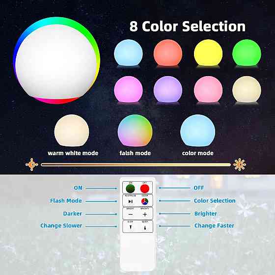 Ліхтарі-кулі для саду та басейну на сонячній батареї з пультом Multicolor 3 шт Луцк
