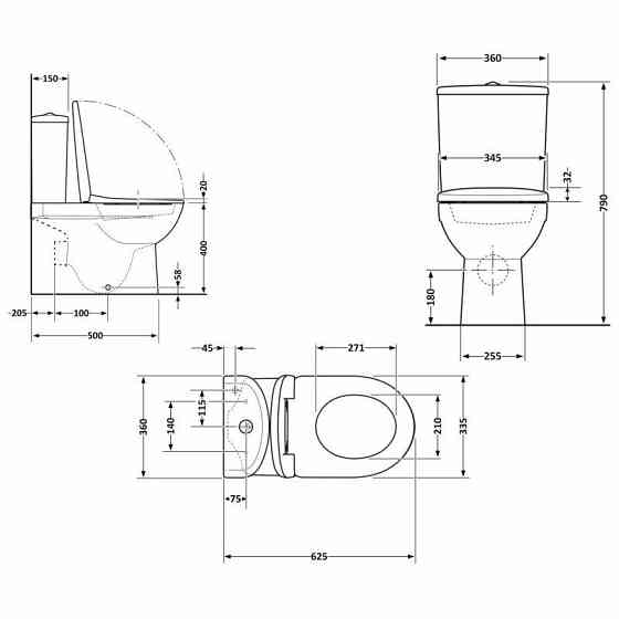 Унитаз напольный Qtap Evia Ultra Quiet 630×350×795 мм с сиденьем Soft-close, White QTEVI27W49258 Киев