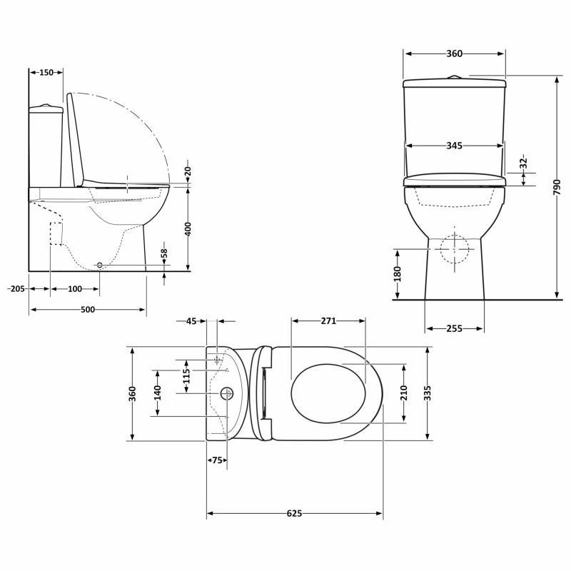 Унитаз напольный Qtap Evia Ultra Quiet 630×350×795 мм с сиденьем Soft-close, White QTEVI27W49258 Киев - изображение 2