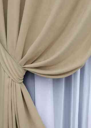 Комплект штор на люверсах VR-Textil Микровелюр Petek № 1491ш 150х280 см 2 шт Бежевый (37-0215) Киев