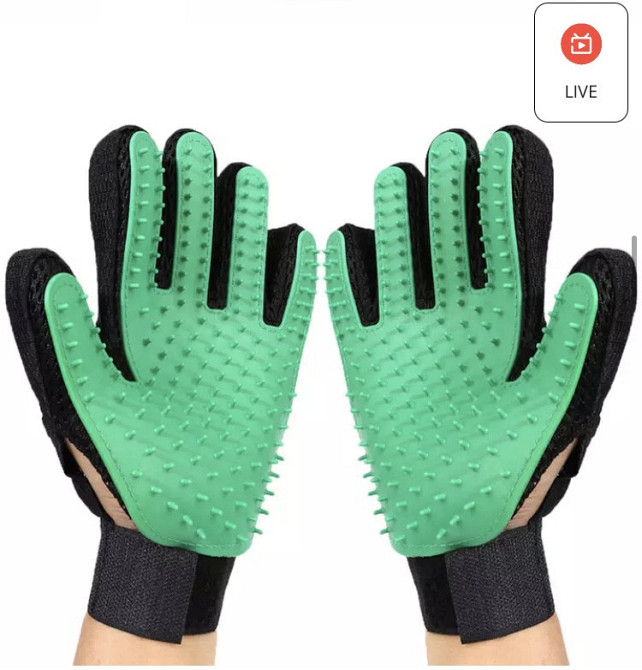 Перчатка расческа для животных, зеленая, на правую руку для груминга - размер 22*15см Киев - изображение 4