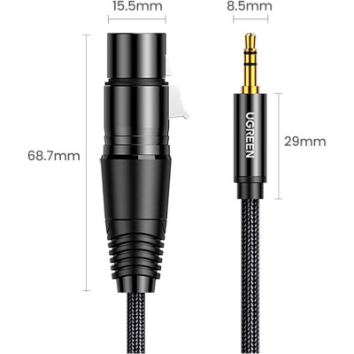 Кабель мультимедійний 3.5mm M to XLR F 2.0m AV182 black Ugreen (20244) Вінниця - фото 6