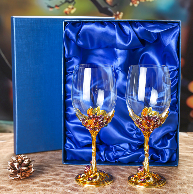 Бокалы подарочные для вина ИРИС золотой 2 шт. с метал декором, кристаллами ПОДАРОЧНАЯ УПАКОВКА Кременчуг - изображение 10