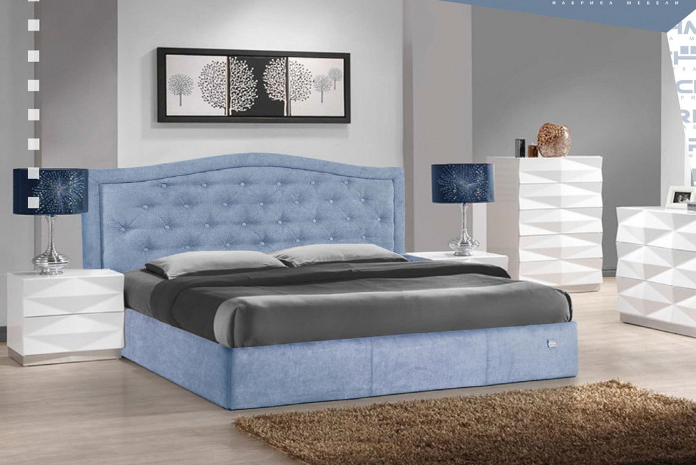 Кровать Scarlett Comfort 140 х 190 см Jeans С подъемным механизмом и нишей для белья Синий Киев - изображение 1