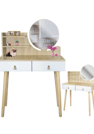 Туалетний столик Jumi Scandi з шухлядами, шкіряні ручки, світлий бук Київ