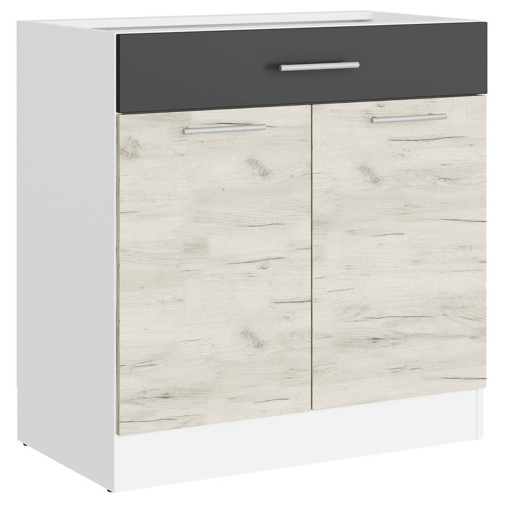 Кухонный модуль нижний с шухлядой Эверест Эко 800 дуб крафт белый/графит/белый (без столешницы) 80х46х82 см (DTM-071021) Львов - изображение 1