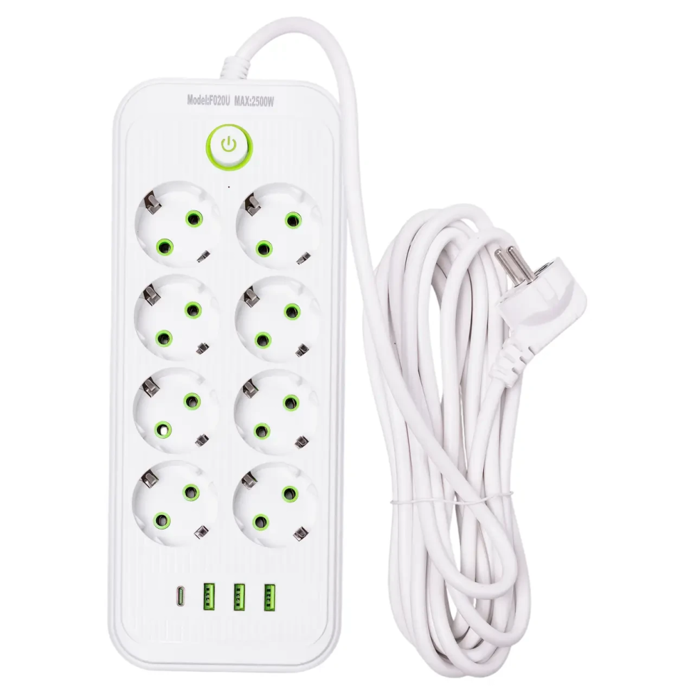 Yiwu Мережевий фільтр 4.7 м подовжувач на 8 розеток з 3 USB 1 Type-C та кнопкою відключення F20 Коломия - фото 5