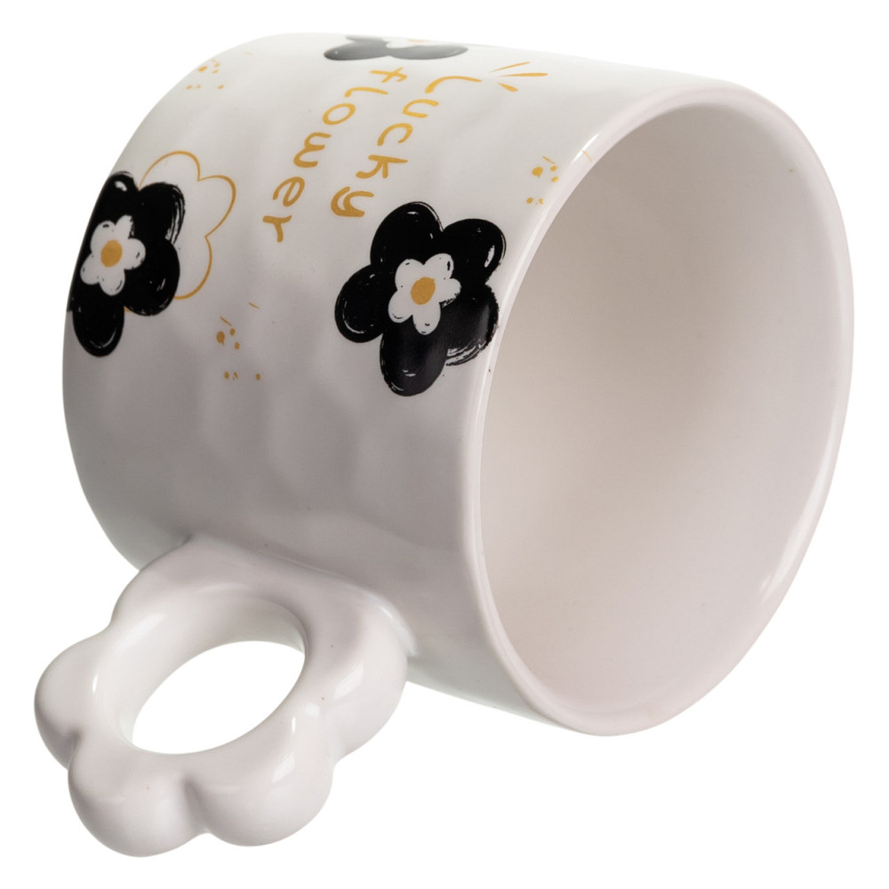 Чашка для чаю та кави порцелянова Lucky Flower 420 (мл) гарна оригінальна кружка на подарунок Біла FM-14D Коломия - фото 3
