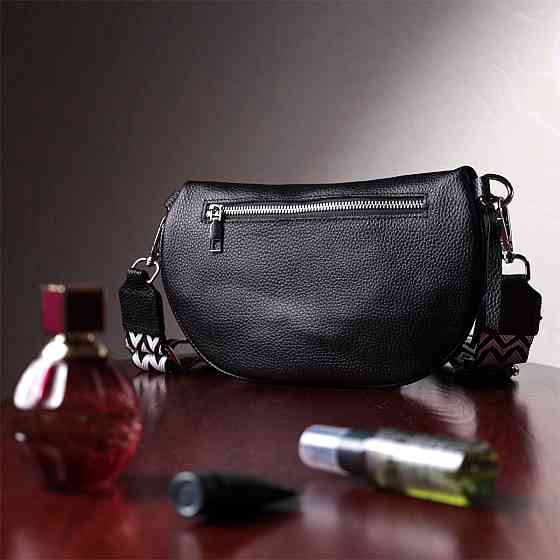 Шкіряна сумка для жінок у класичному кольорі через плече з міні гаманцем Vintage 22666 Чорна Київ