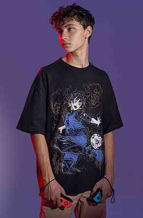 Футболка для хлопчика з аніме принтом Мегуру Бакхіра Блуе Локк оверсайз (зріст від 165 до 180) Чорний AnimeJ1171m Дніпро