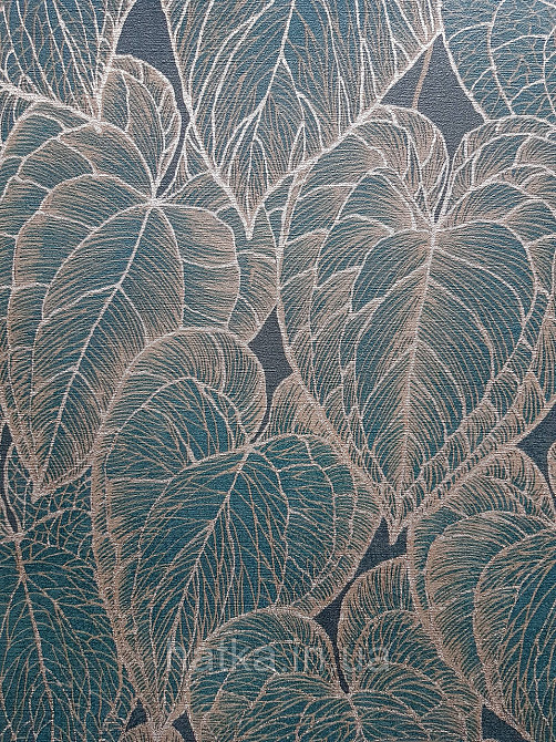 Шпалери вініл на флізеліні AS creation Metropolitan stories By Time 0,53х10 листя золотисте на бірюзовому Київ - фото 2