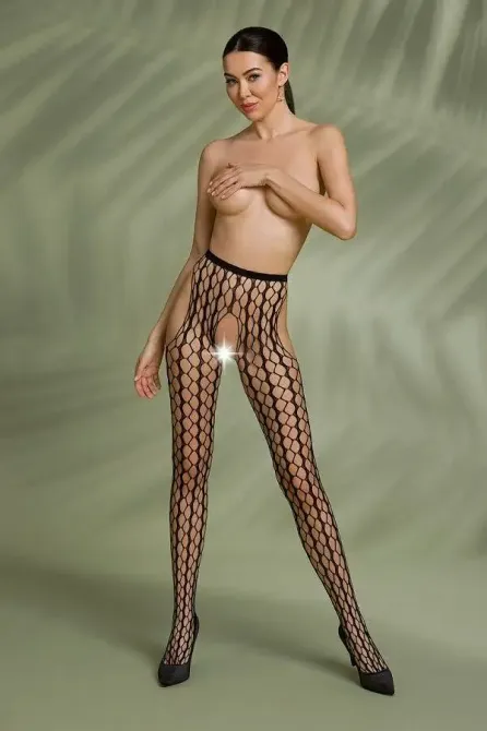 Еротичні колготки-бодістокінг Passion ECO S007 black Львів - фото 8
