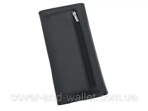 Стильний жіночий гаманець чорного кольору з асиметричним клапаном ST Leather Київ - фото 4