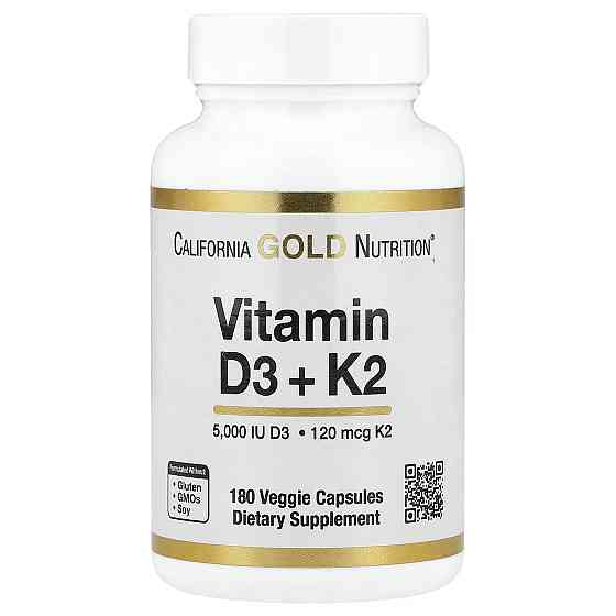 Vitamin D3 + K2 as MK-7, 180 Veggie Capsules Луцьк