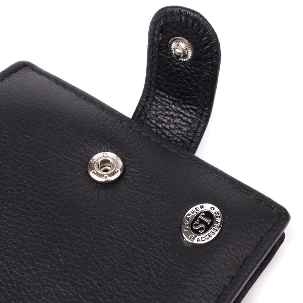 Классический мужской бумажник горизонтального формата из натуральной кожи ST Leather 23094 Черный Киев - изображение 7