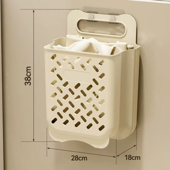 Сітчастий пластиковий кошик для білизни, складний органайзер настінний з вентиляцією, 28×18×38см Кам'янець-Подільський