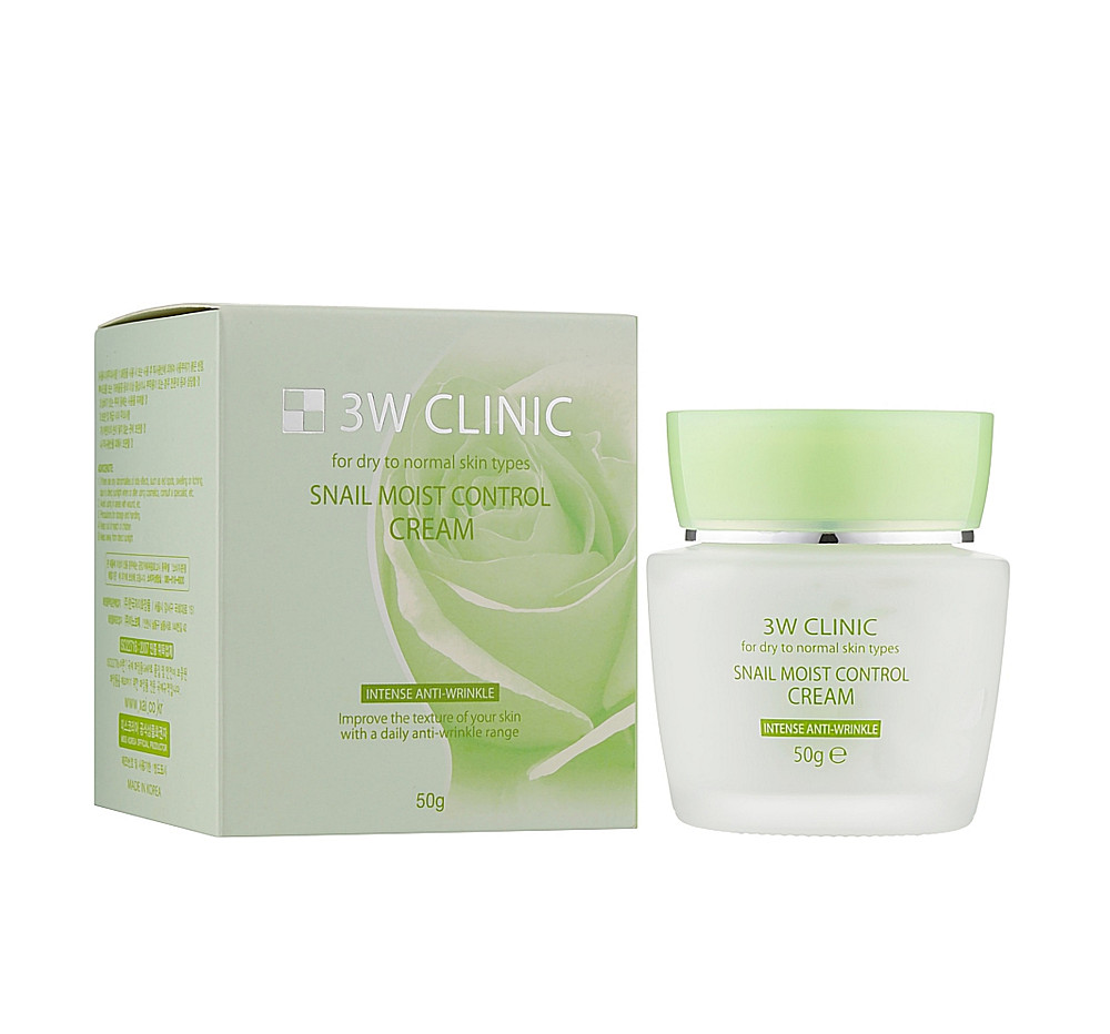 Зволожуючий крем для обличчя з равликовим муцином Snail Moist Control Cream 3W Clinic 50 г Київ - фото 2