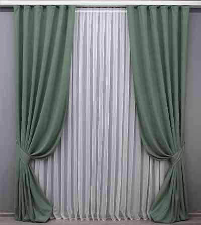 Комплект готовых штор VR-Textil Микровелюр SPARTA № 970ш Фисташковый 100х285 см 2 шт (31-314) Киев