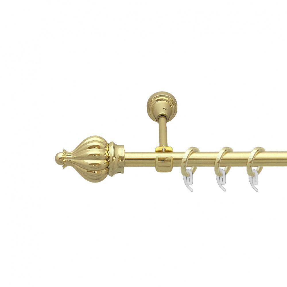 Карниз Orvit Таджа металевий однорядний відкритий гладка труба кільце фасонне металеве  Золото 16 мм 300 см Львов - изображение 1