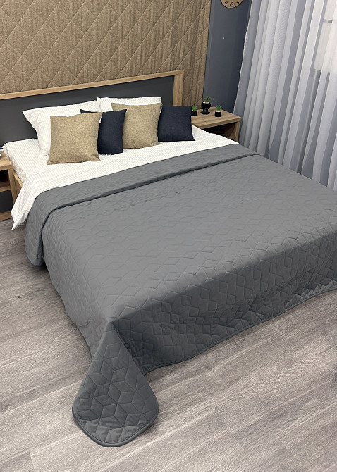 Покривало стьобане Decorator Велюр куб 220х240 см сірий (85-156) Київ - фото 7