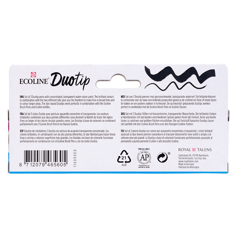 Набор маркеров акварельных двусторонних ECOLINE DUO TIP PRIMARY 3шт Royal Talens Киев - изображение 5