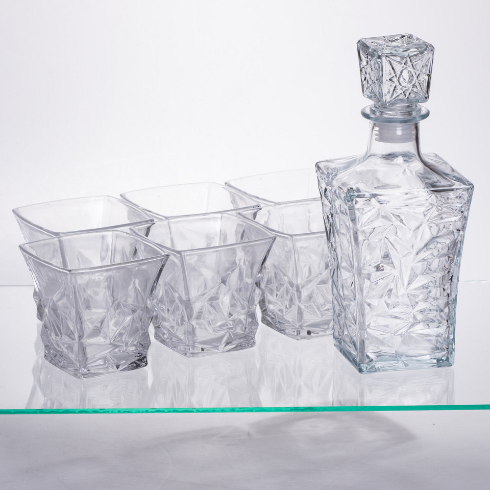 Набір для напоїв графин та 6 склянок для напоїв із товстого скла прозорий 64486-26 Коломыя - изображение 4