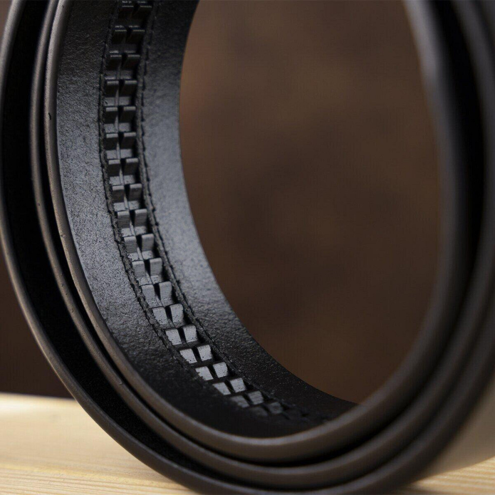 Ремень мужской c матовой зернистой вставкой на пряжке Черный (Vintage) Киев - изображение 3