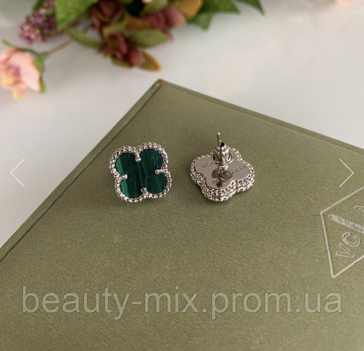 Серьги гвоздики  зелёные Vancleef Ванклиф один цветочек Одесса - изображение 7